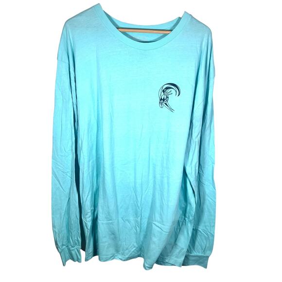 Men's Aqua Long Sleeve Tee - Picture 6 of 9